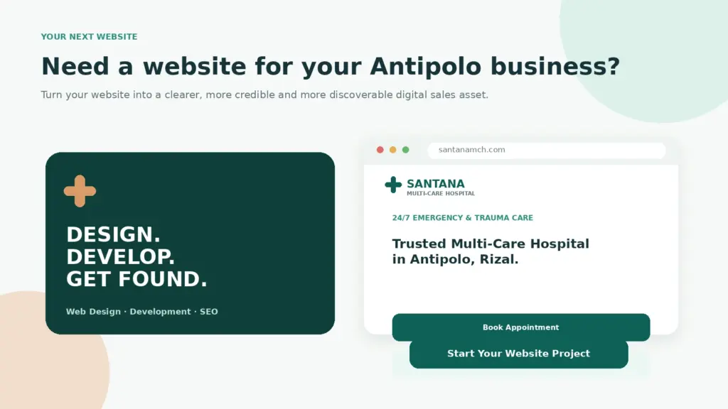 K Web Designer healthcare website project for Santana Multi-Care Hospital in Antipolo Rizal